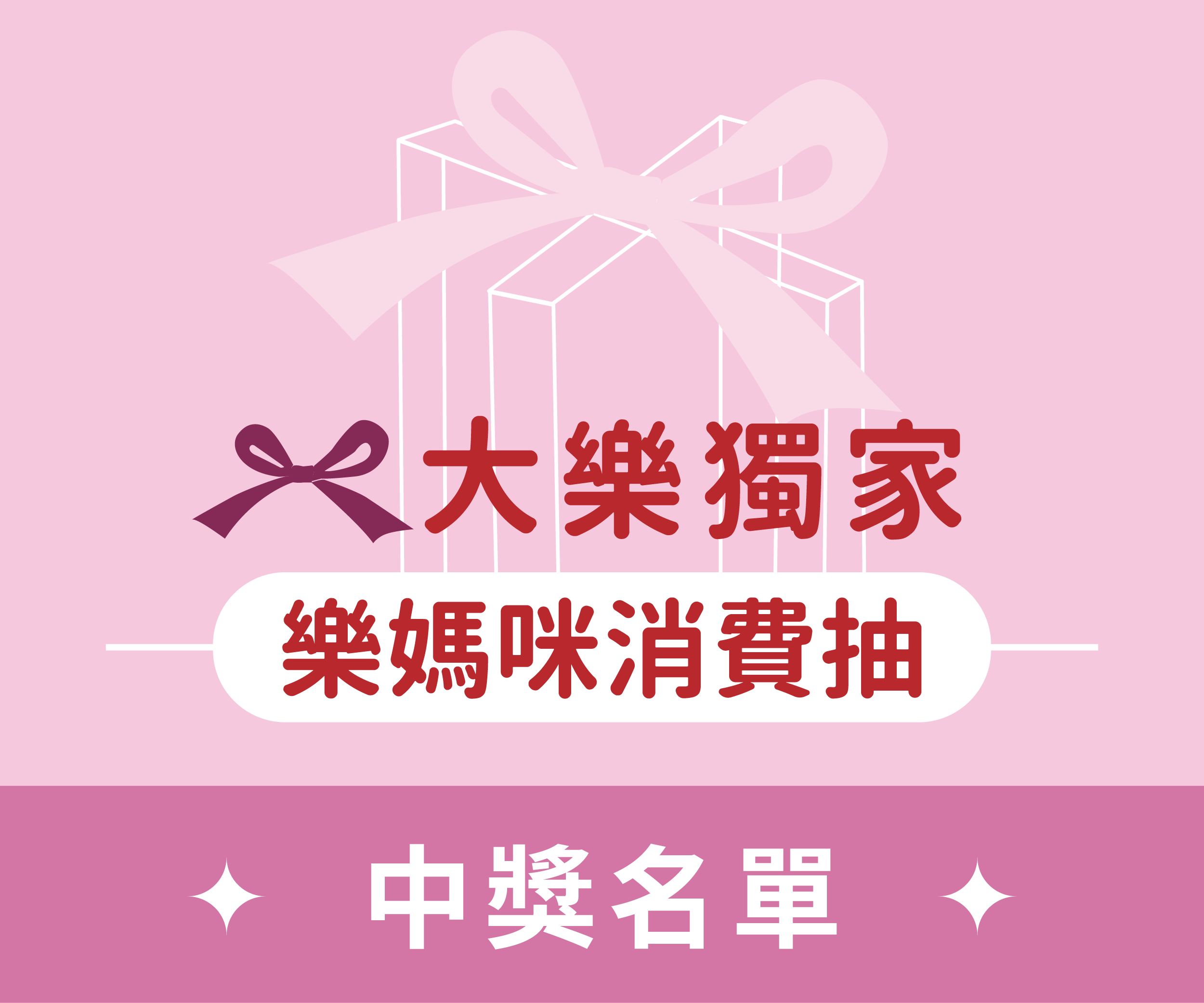 【中獎公告】大樂獨家 樂媽咪消費抽